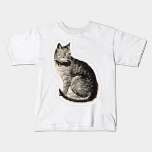 Cat vintage drawing Kids T-Shirt